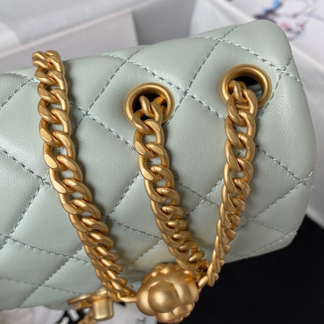 Mini Classic Flap Lambskin Bag AS4040 Light Green